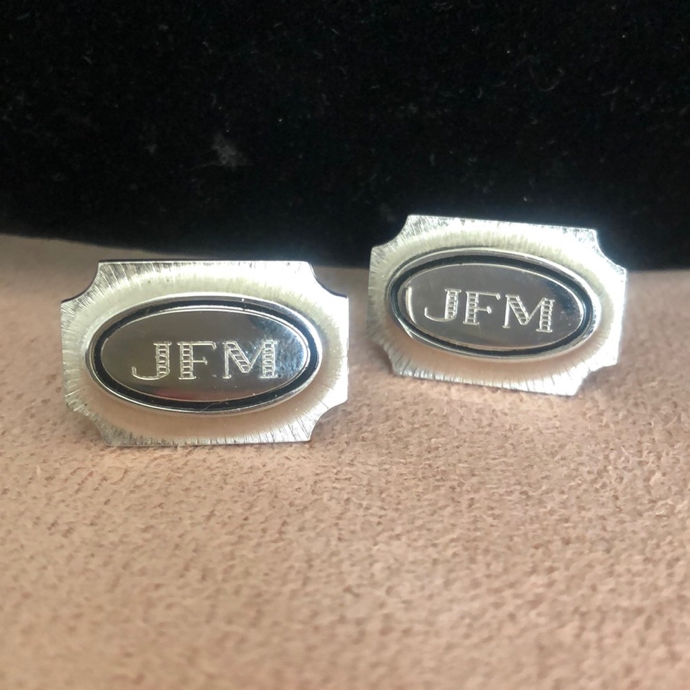 silver cuff links - initials JFM